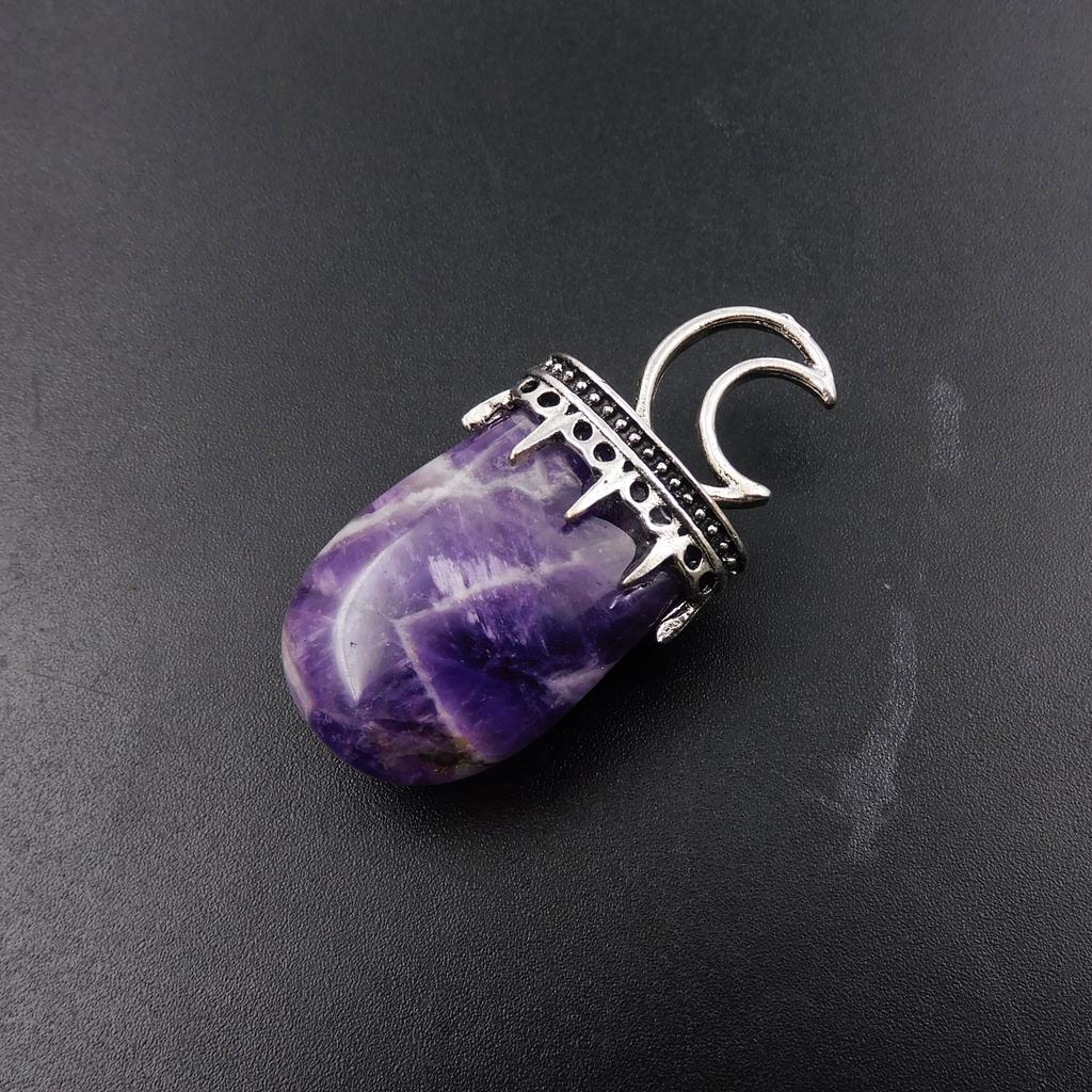 Silver-925 Pendant With Chain Purple Amethyst 122.45 Ct Natural Fancy Shape P-2072-S