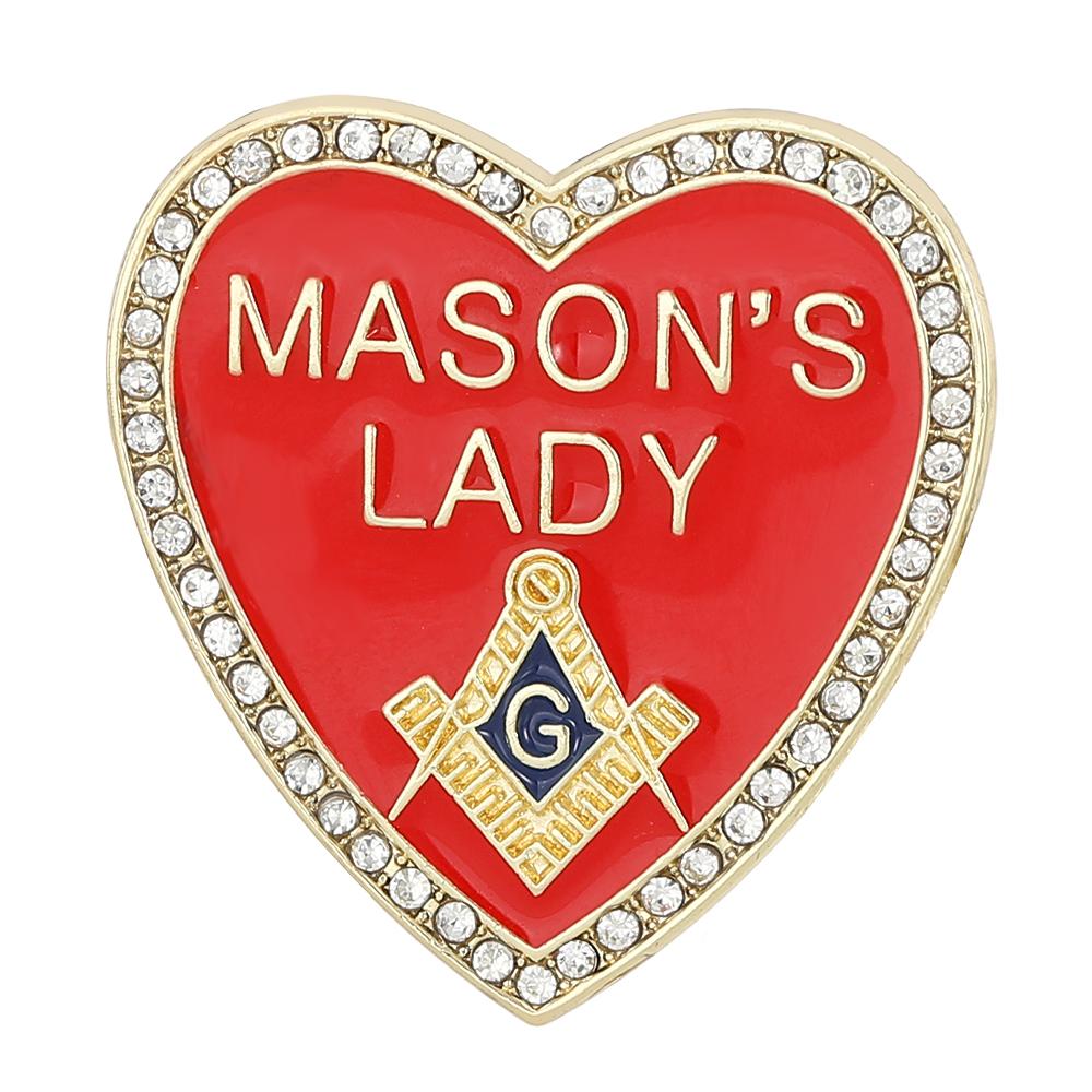 

5 Mason s Lady Heart Crystal Brooches Galaxy Pattern Working Together Masonic Family Golden Pins USA Freemason Emblem Badge