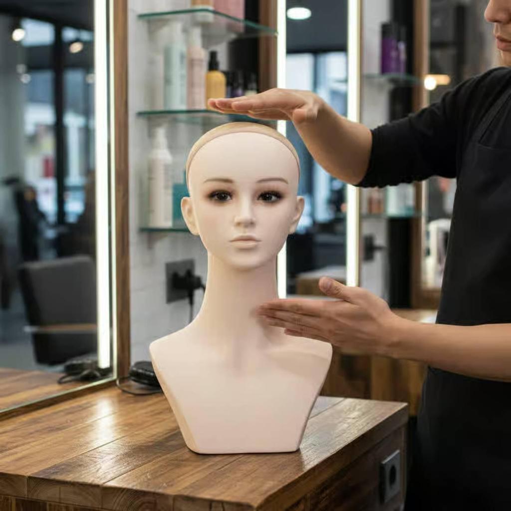 Mannequin Head Bust SkinToneToned Female Smooth Finished
