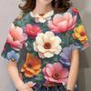 Women's Flower Pattern Graffiti Print Short Sleeve Casual T-Shirt