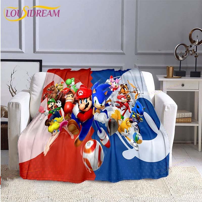 Mario Bros Fashion Blanket Anime Flannel Bed Throw Blanket Soft 3D Printed Cartoon Coverlet Sofa Travel Camping Children Blanket