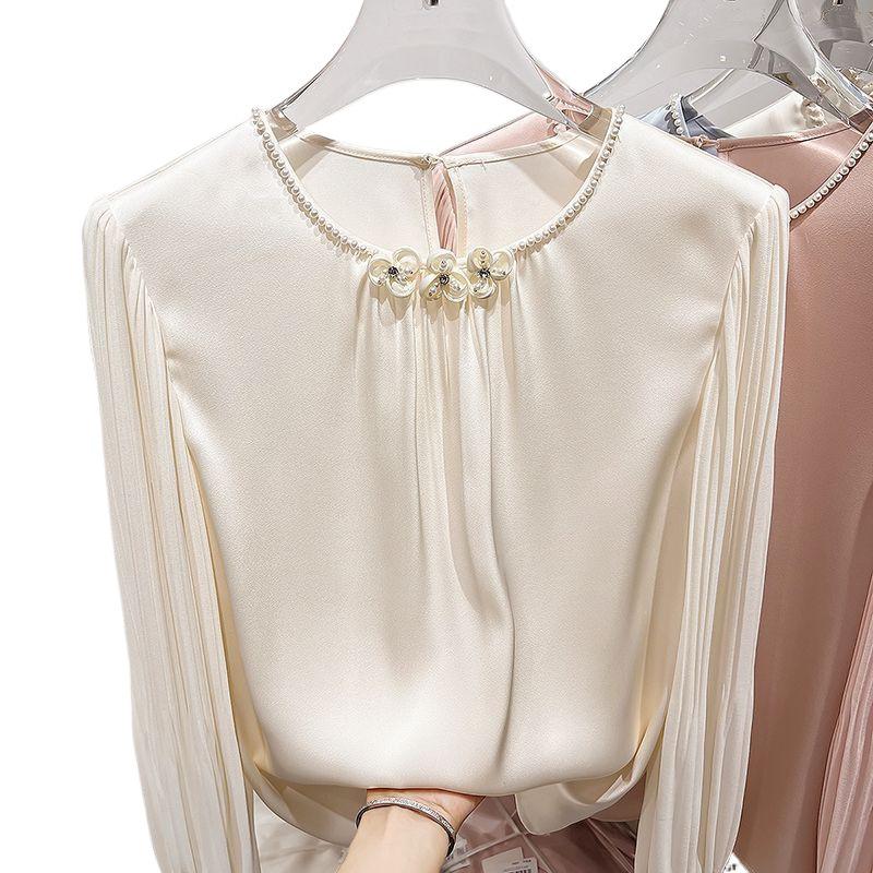 2025 European Style Chiffon Slimming Long-Sleeve Women's Shirt for All Seasons