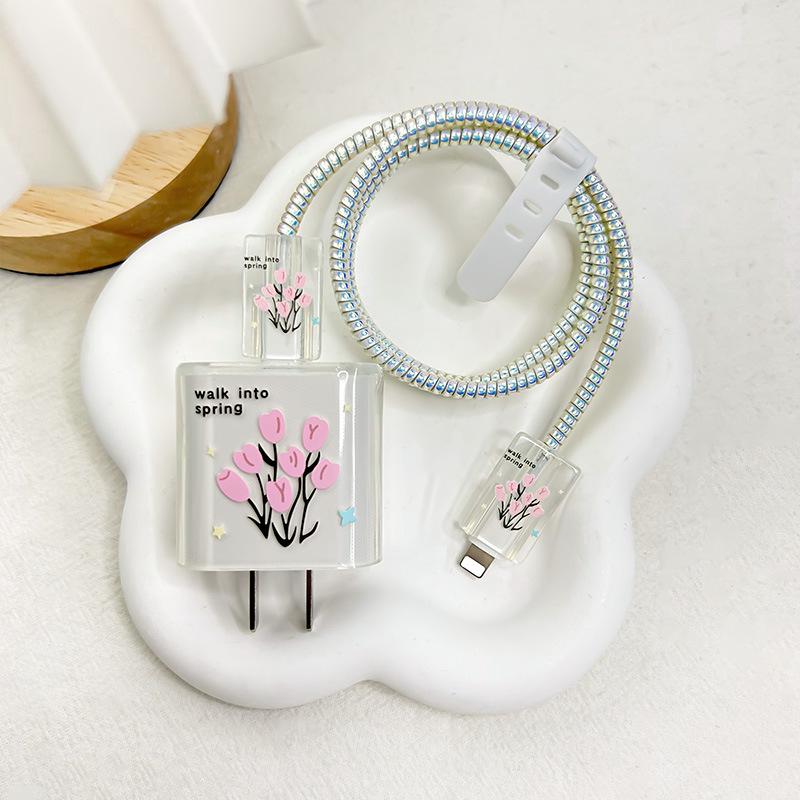 

Прозрачный защитный чехол для зарядных устройств Apple 20 Вт/18 Вт и 15-дюймового кабеля передачи данных Charger Cover + 2 Cable Bites + 1 Cable + Velcro