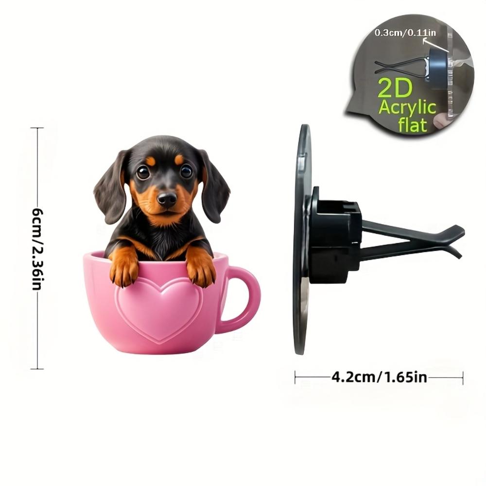 2D flat cup dog car vent clip decorative diffuser (fragrance not included), car interior decoration, aromatherapy clip, ideal for holiday gifts