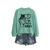 Womens Oversized Long Sleeve Hoodie Top With Horse Lover Graphic Print Cotton Blend Casual Sweatshirt Winter