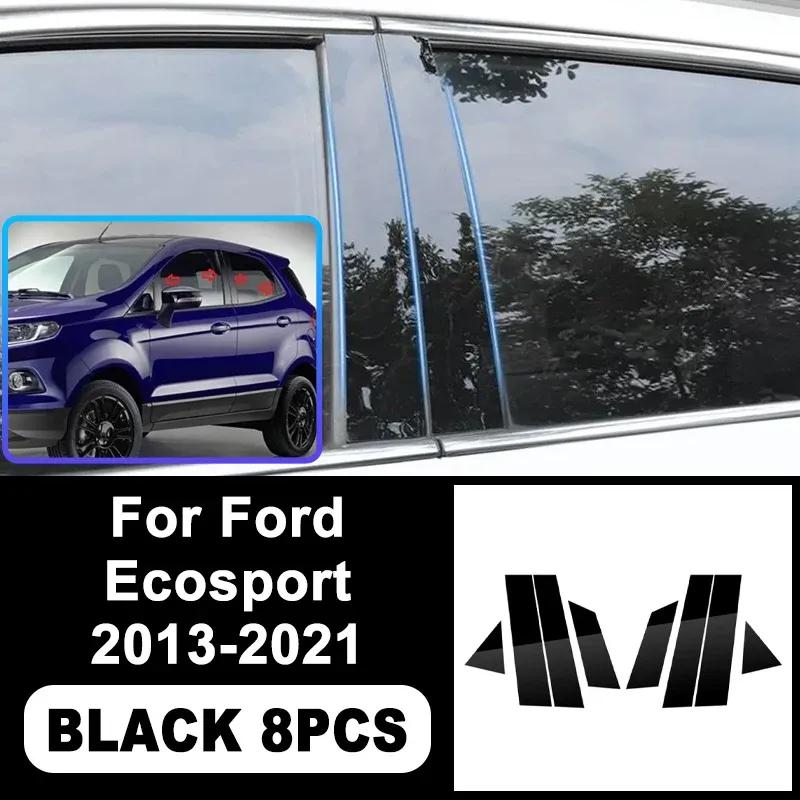For Ford Ecosport 2013- Piano Black B C Pillar Stickers, Easy tall PC Window Trim Anti-Scratch Exterior Styling Parts