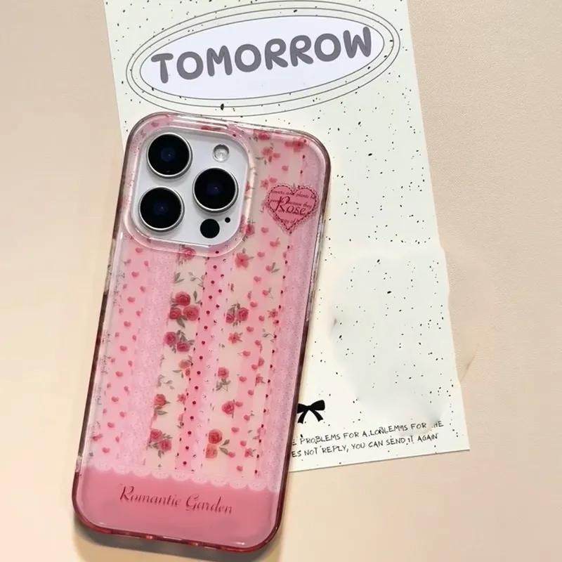 

Cartoon Love Lace Retro Pink Rose Phone Case for Samsung Galaxy A37 A57 A17 A07 A56 A52 A34 A33 A23 A14 A13 4G 5G Back Cover Samsung A03 4G