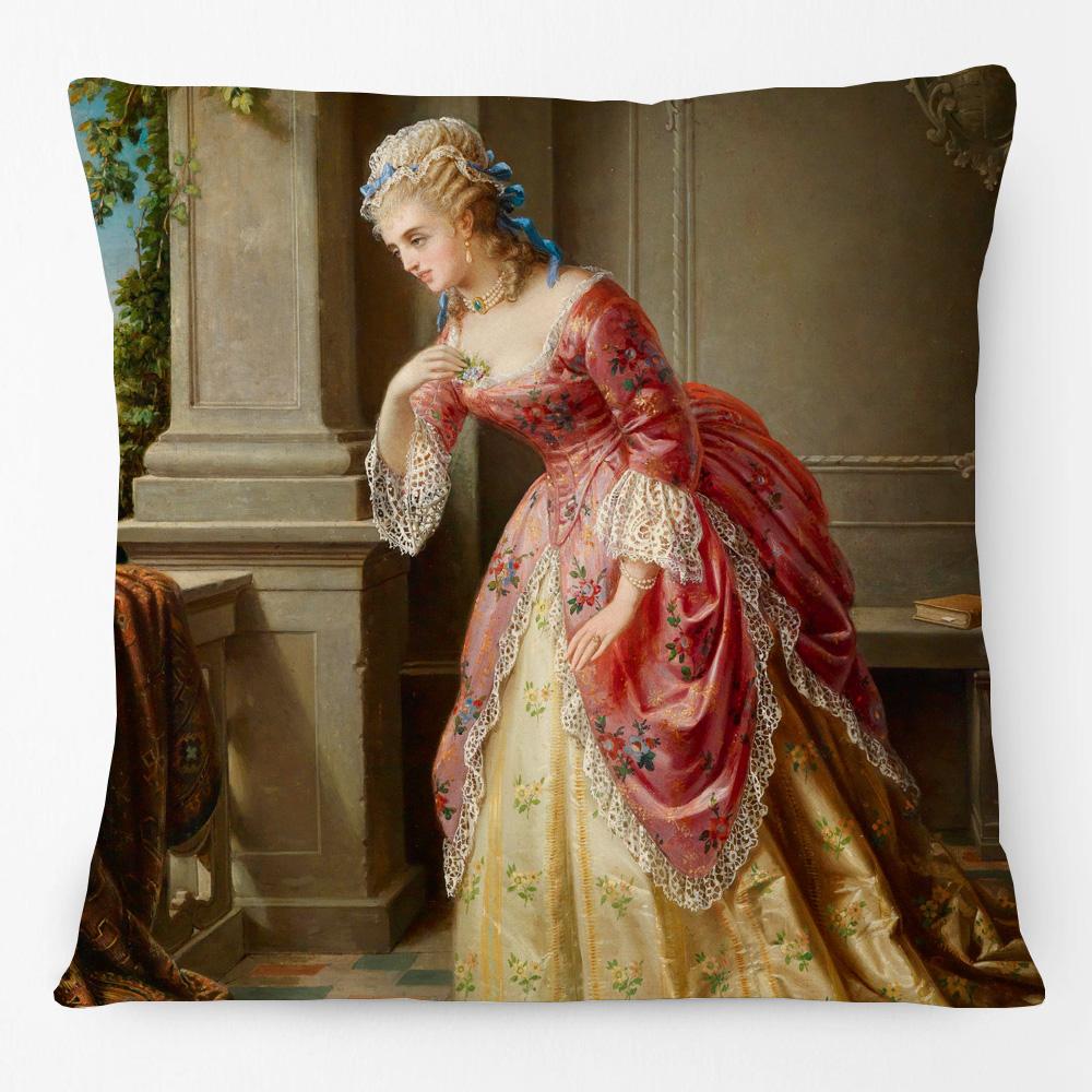 Vintage European Portraits Paintings Art Cushion Cover Beautiful Girl Woman Lady Pillow Case