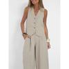 Casual Vest Solid Color Long Pants Set Casual Vest Solid Trousers Set