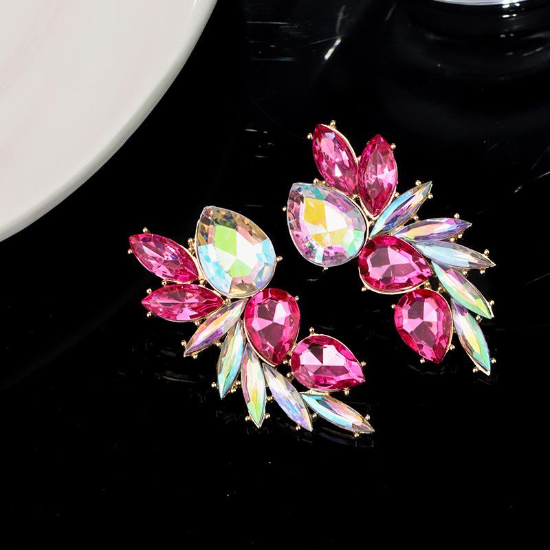 Boucles d'oreilles pendantes Zircon Fleur Colorée pour Femmes, Boucles d'oreilles pendantes Statement pour Fête & Usage Quotidien