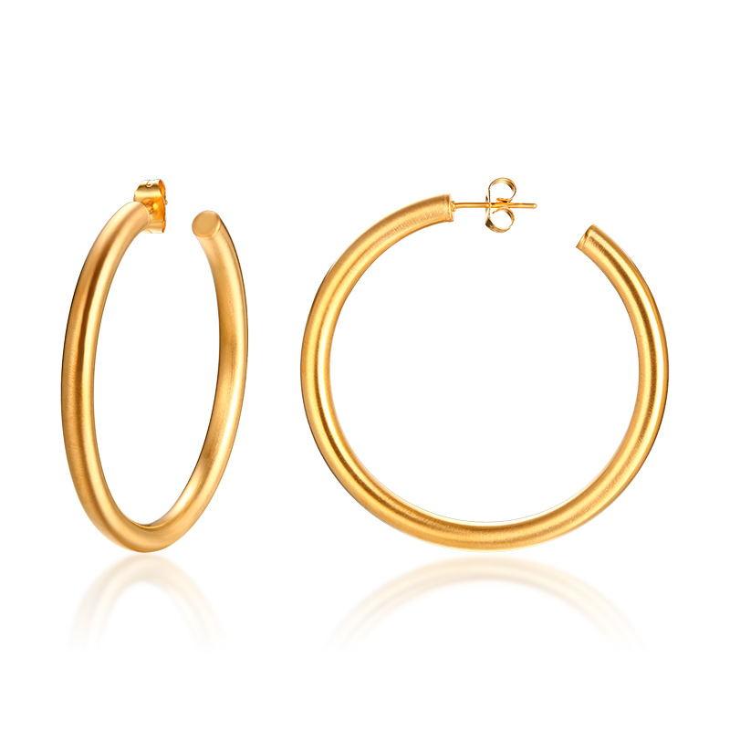 Geometric Huggie Hoop Earrings for Women Stainless Steel Medium Thick Charm Bohe Female Cartilage Piercing