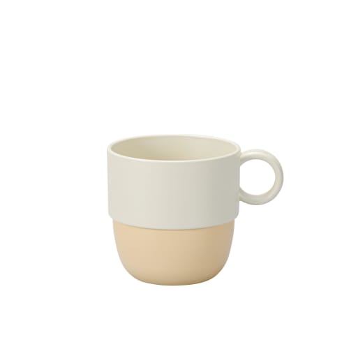 Miyamoto Sangyo Caliner. Stackable Mug, White/Beige, Size: Approx. W10, D7.5, H7.5, 141252
