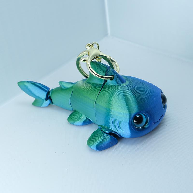 Q Version Small Shark Keychain: Exquisite Movable Bag Charm & Trendy Play Pendant