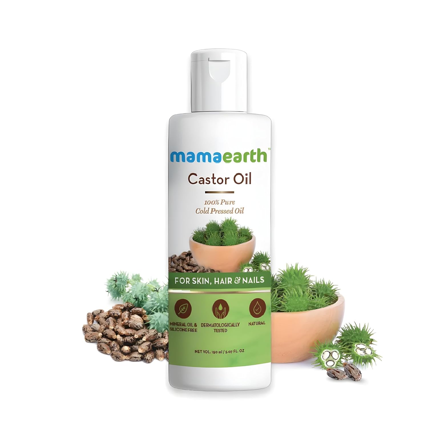 

Mamaearth Castor Oil 150ml For Hair Growth, Skin Hydration, Eyebrow & Eyelash Care, Nail Strengthening, Cold Pressed & Chemical Free