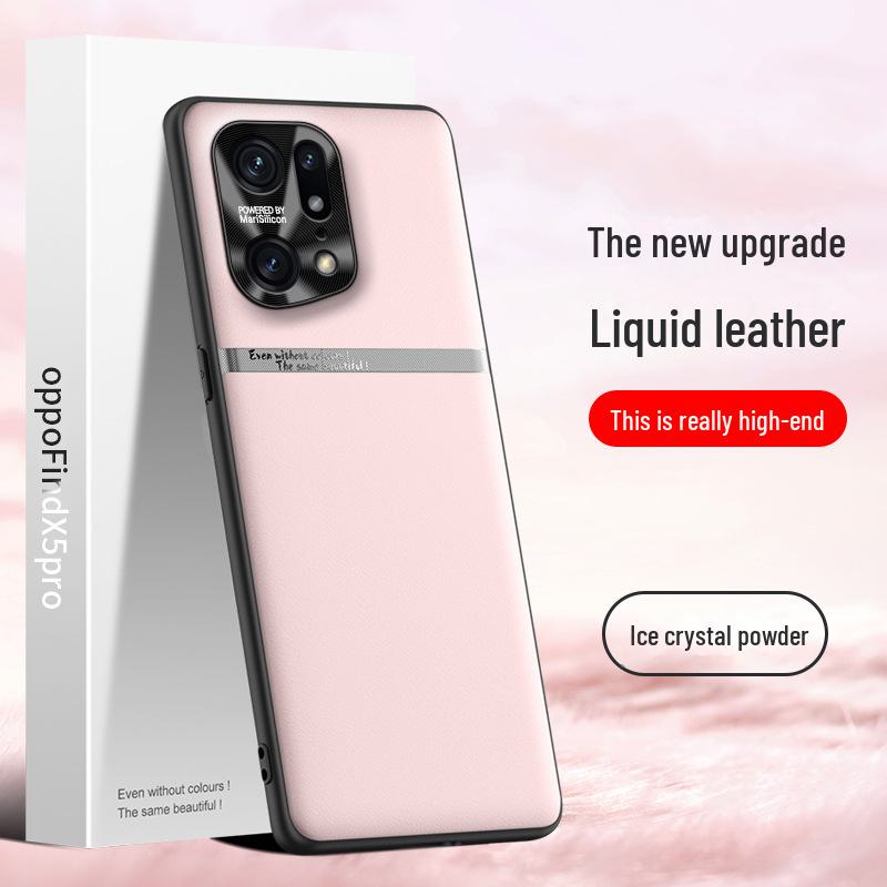 Husa de protectie pentru telefon din piele lichida pentru OPPO Find X5 Pro, anti-cadere, dintr-o bucata.