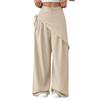 Women's Asymmetric Wide Leg Suit Pants Loose Fit Trousers for Wear