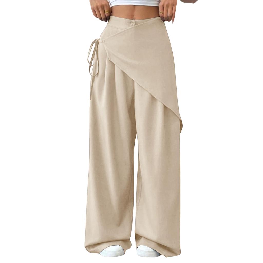 Women's Asymmetric Wide Leg Suit Pants Loose Fit Trousers for Wear