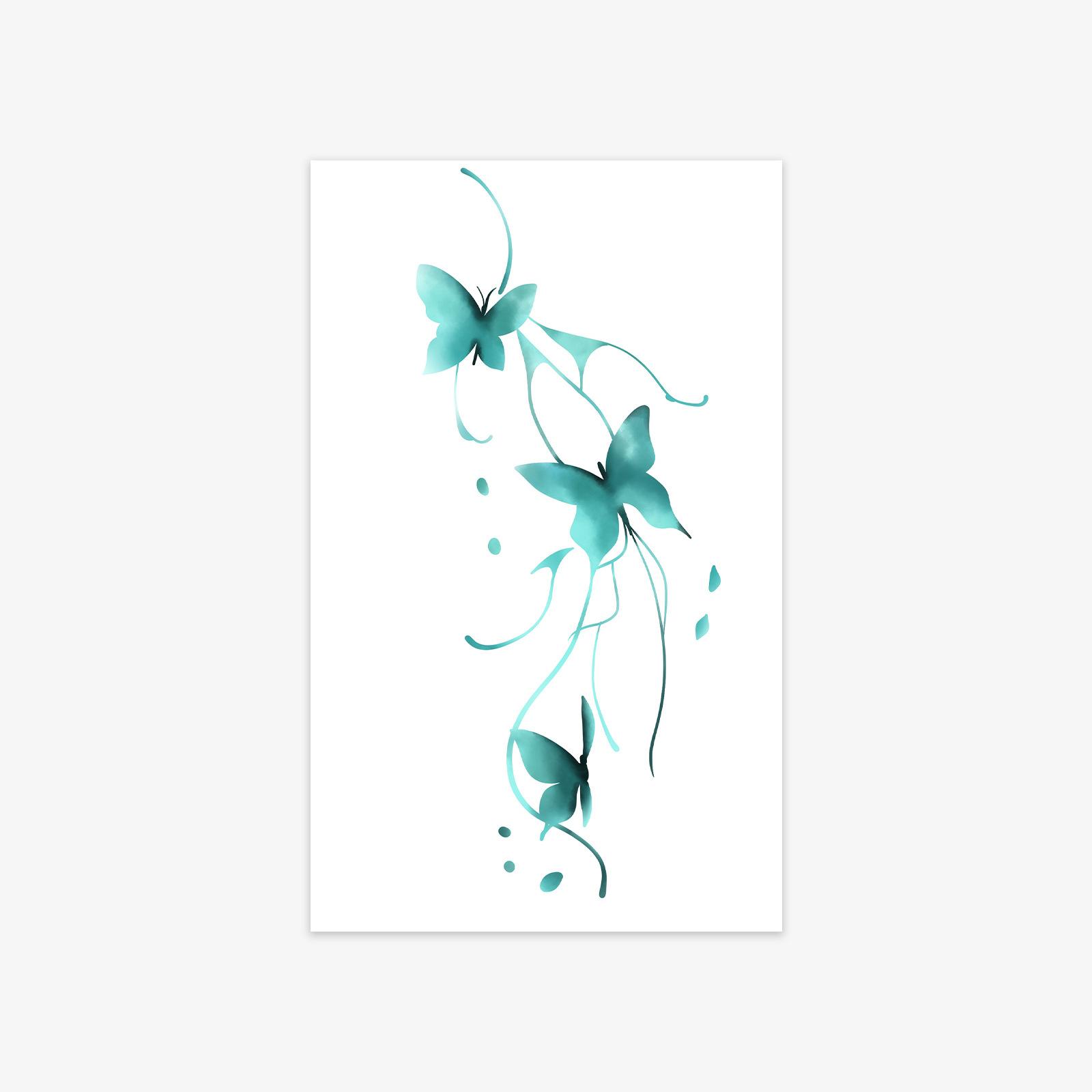 Simple Personality Small Fresh Green Ink Butterfly Arm Tattoo Sticker 11*18