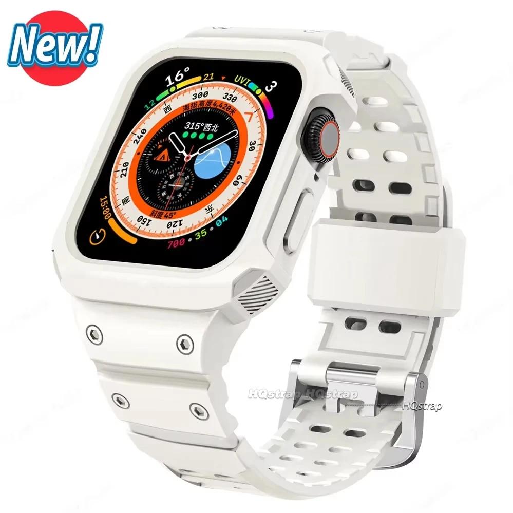 Case for Apple Watch Band 44mm 45mm 49mm 42mm 40/38 Watch Strap for Iwatch 7 8 6 5 4 SE TPU Protective Cover Silicone Bracelet