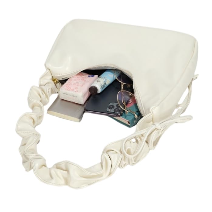 PETITCHOU Shoulder with Pleated Rush Perfect for Commuting or Korean Style Bag/Handbag Drawstring, Minimalist, Simple, Crossbody, Lightweight, School,