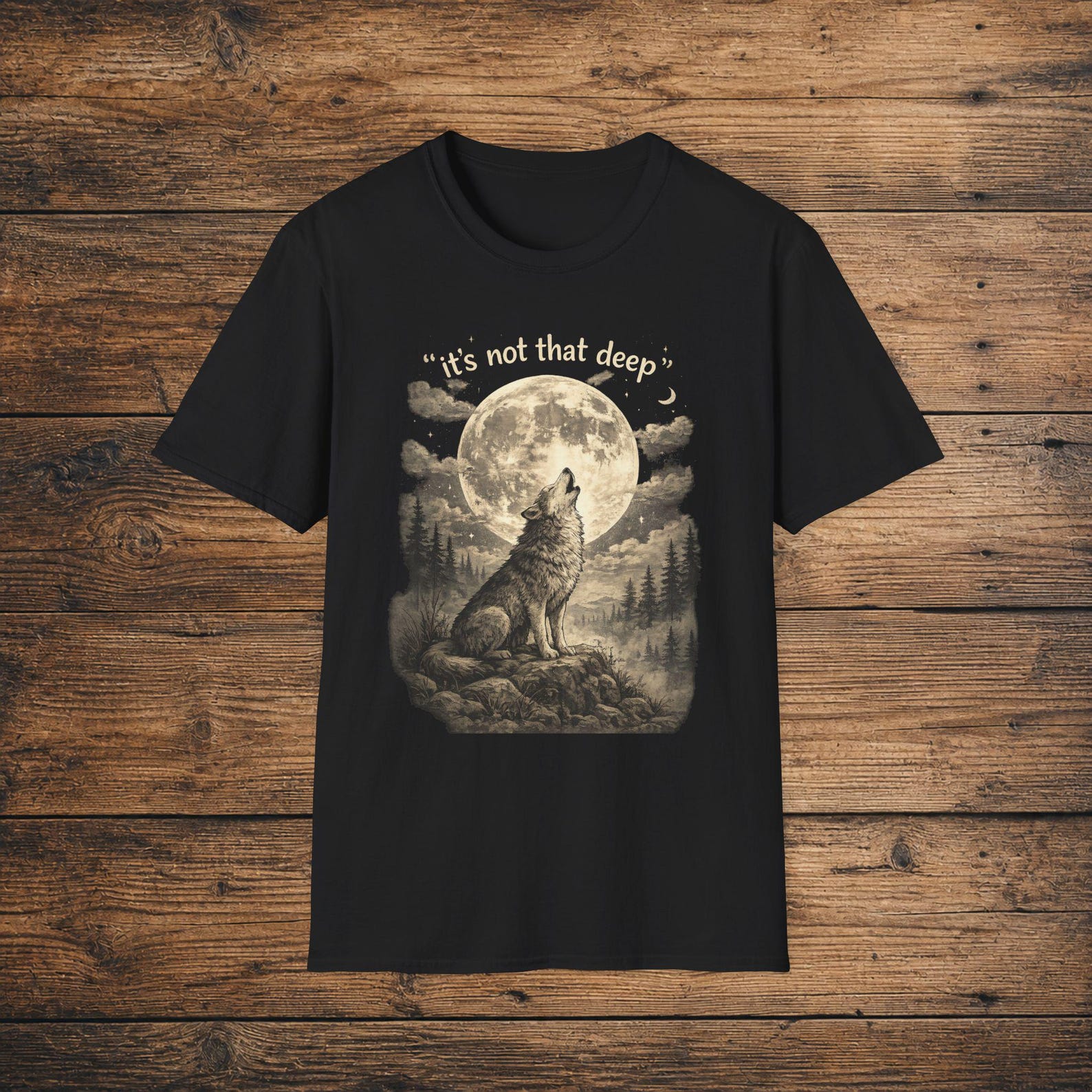 Howling Wolf Moon T-Shirt, Wildlife Nature Graphic Tee M