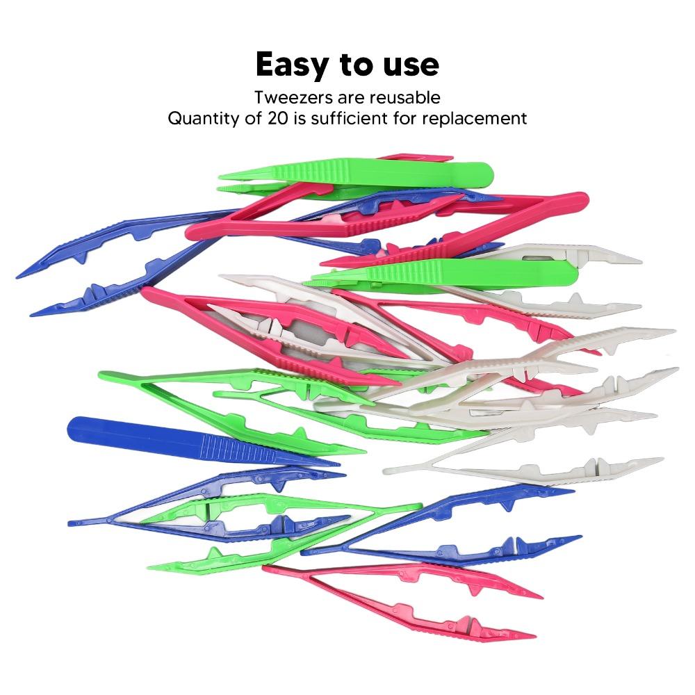 30pcs Slip Resistance Bead Tweezers Plastic Craft Tweezers Plastic Tweezers  For Beading Projects