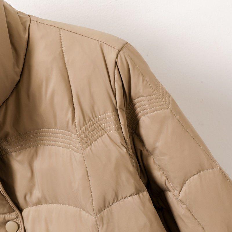 Korean Split Diamond Pattern Short Down Jacket with Stand-Up Collar