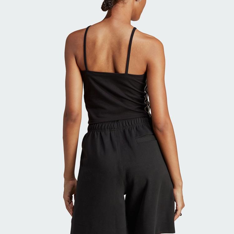 Adidas Originals Letter Logo Striped Tank Top Women Tops Black IB7302
