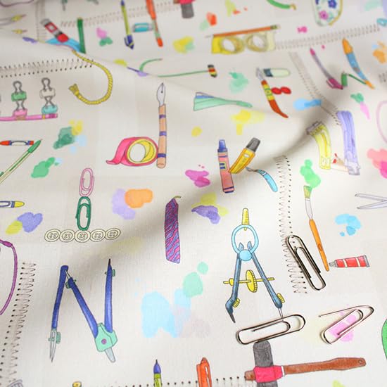 

Letter Pattern Alphabet Motif Stationery Cute English Letter Pattern Pattern Stylish Handmade Cotton Sheeting Fabric Made in Japan 23A Fabric Width бежевий