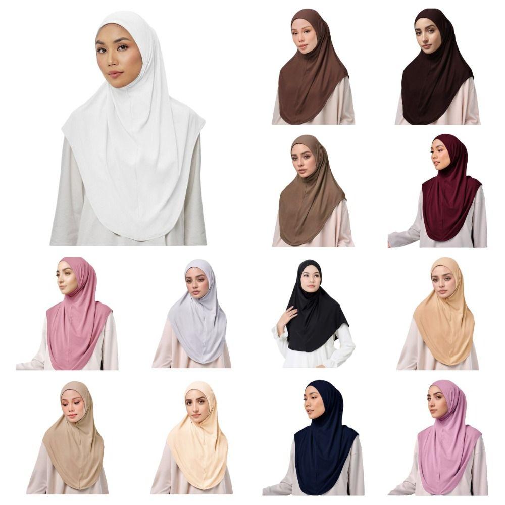 Atmungsaktiver Eid al-Fitr Langer Turban Verstellbarer Hijab Kopfwickel Elegantes Arabisches Damen Kopftuch Täglich