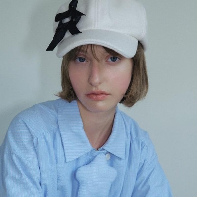 Poesiedame DOUBLE BOW MARGOT HAT IN CREAM