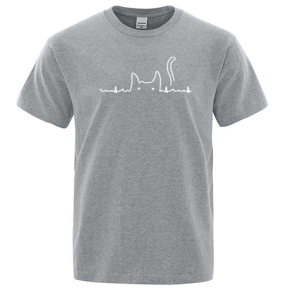 Casual Mens T Shirts Cat Cute Pritned Summer Cotton O-Neck T-shirt for Men Short Sleeve Top Tee Shirt Funny Streetwear T-shirts