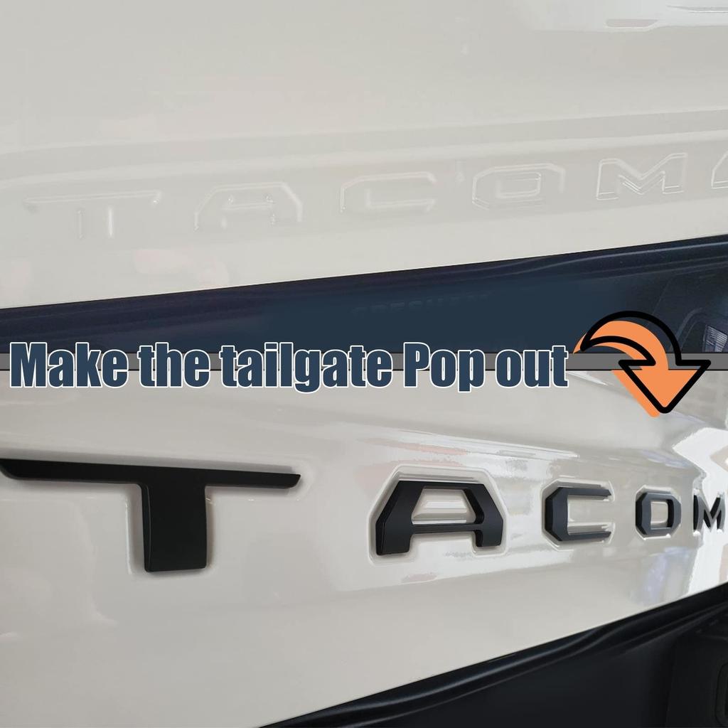 1SET For Tacoma 2016- 3D Tailgate Ert Letters - Matte Black Emblems