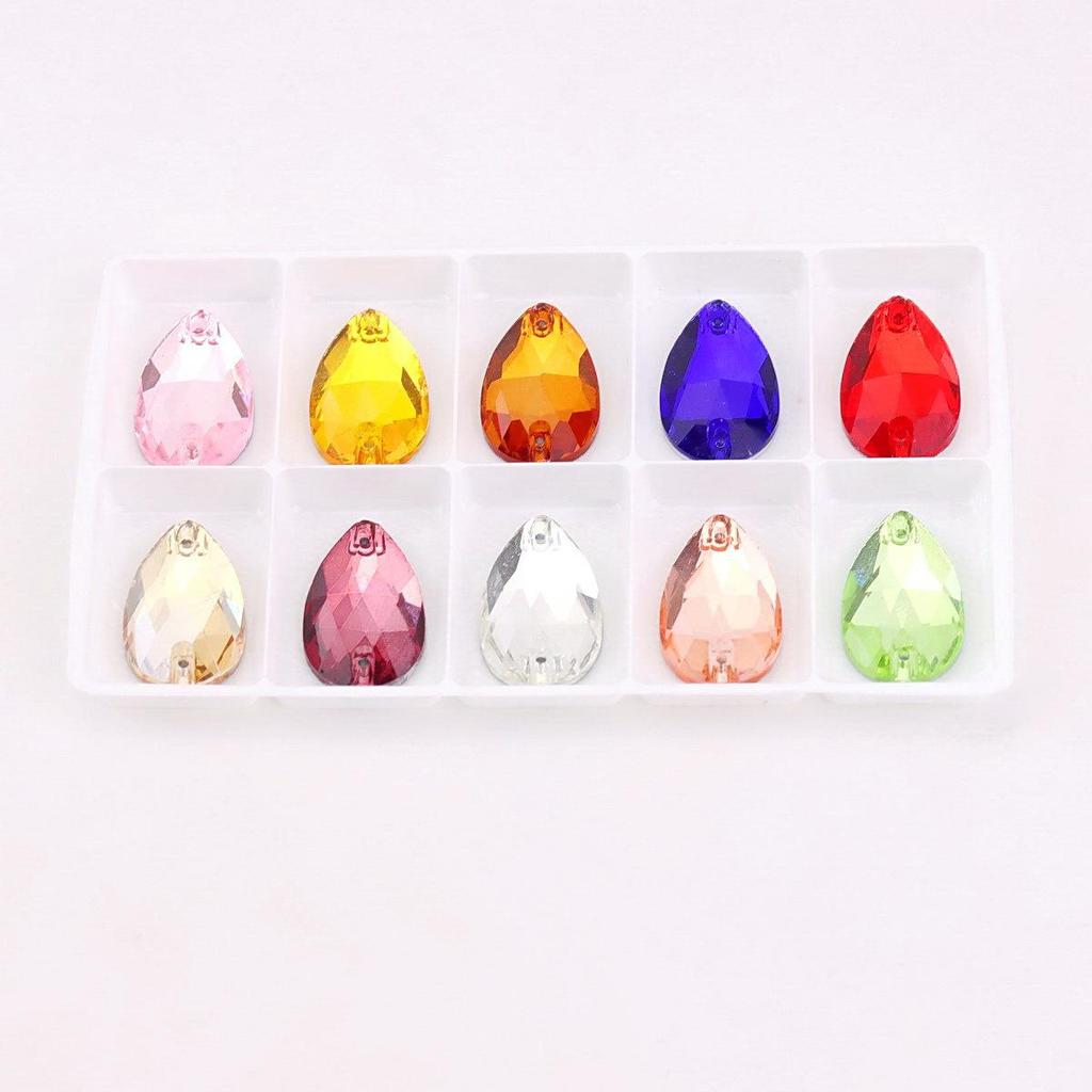 Mixed Color Crystal Buckles - Handmade Double Hole Glass Diamond for DIY Clothing