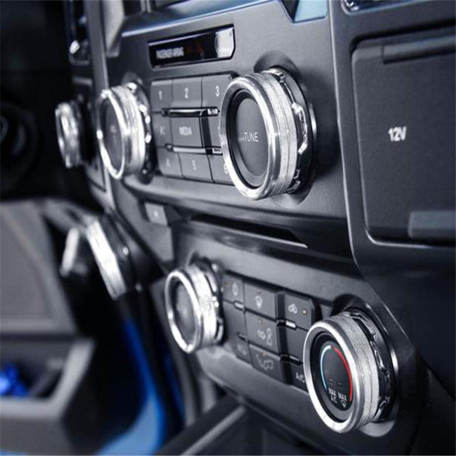 6x For 16-18 Ford F150 Air Conditioner Audio Switch Knob Ring Cover Trim Silver