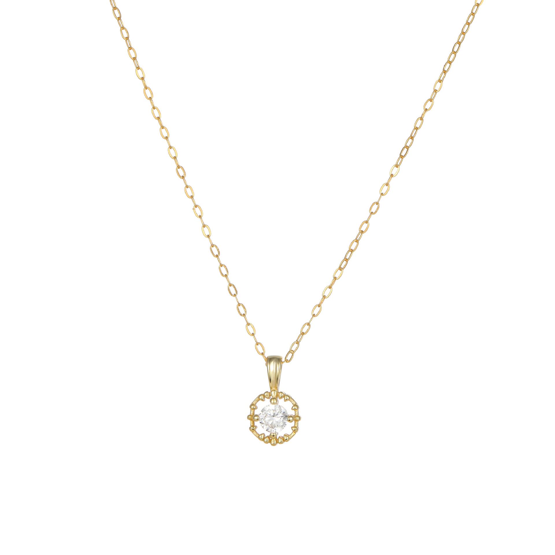 

18K Gold-Plated S925 Silver Diamond Pendant Necklace for Women - Lace Edge Light Luxury Clavicle Design 925 Sterling Silver