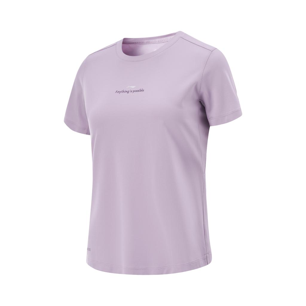 Li-Ning Fitness Series Sports Leisure Simple Cool Air Cooling Shirt Round Neck Pullover Solid Color Short Sleeve T-Shirt Women T-Shirt ATSV346-2