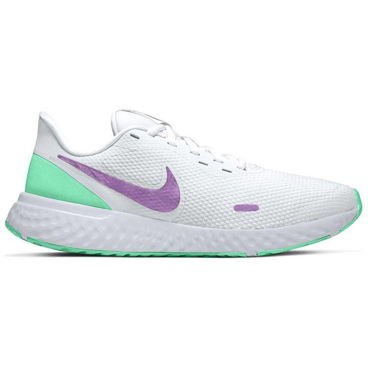 Nike Revolution 5 White Green Glow Violet Women Sneakers Football-Grey Violet-Shock BQ3207-111