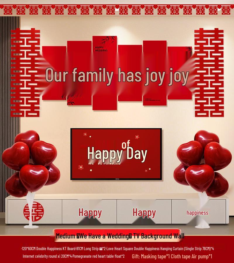 Bröllops vardagsrumsdekor: Bakgrundsvägg och soffgrupp med dubbel lycka