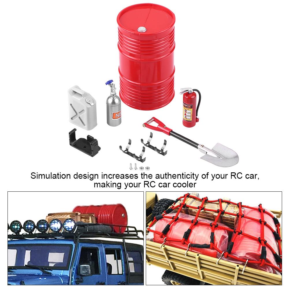 RC Crawler Accessory Decor Simulation Tool Part Car Shovel Fuel Tank Fire Extinguisher Set (#C)