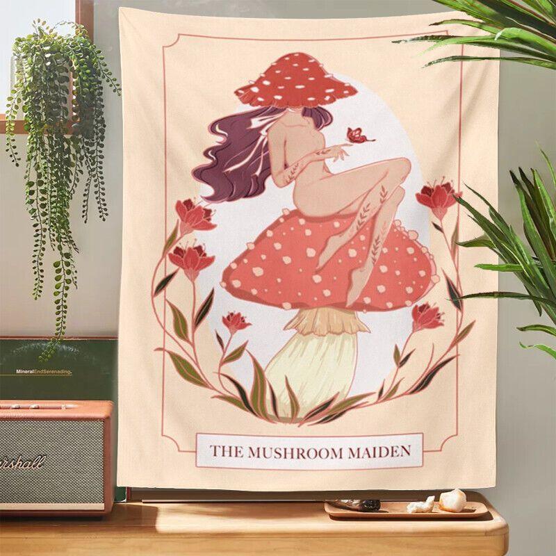 Tapestry Girl with a Pink Mushroom 75x100
