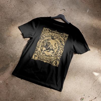 Vintage Persian Lion Stamp Shirt, Iranian Heritage T-Shirt, Historic