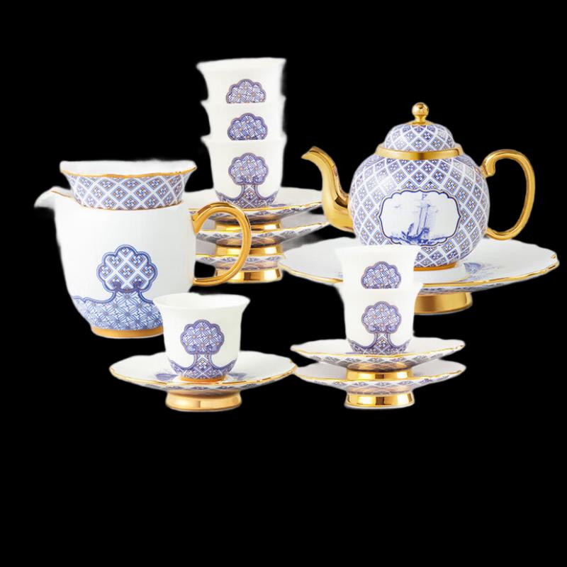 Auratic Xianshengci 'Peace & Prosperity' 17-Piece Ceramic Tea Set