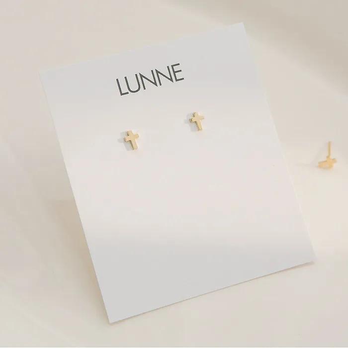 14k Basic Mini Cross Earrings (14k Gold) ES19