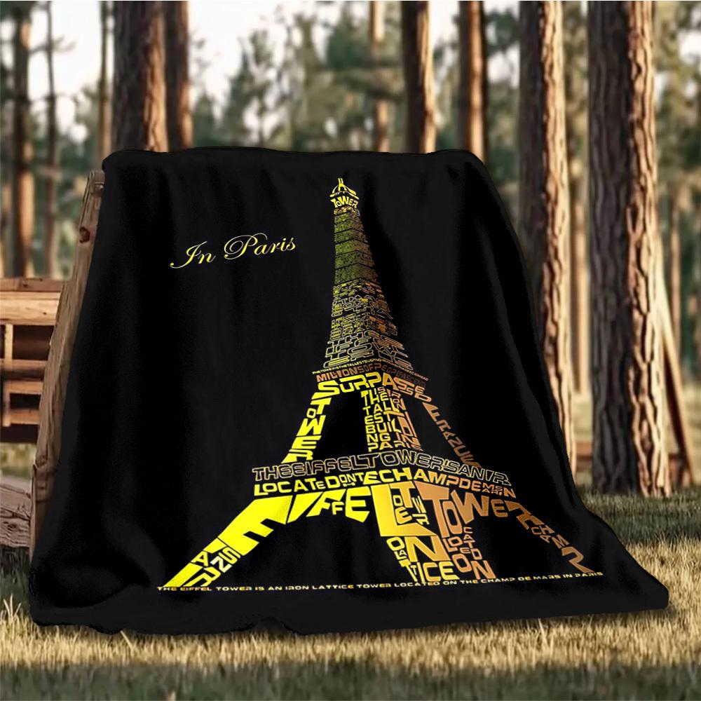 1 Stück Eiffelturm-Druck Outdoor Weiche Polyester-Flanell-Kuscheldecke Vielseitig für alle Jahreszeiten , Weich , Gemütlich , Warm All-Season gesteppte Decke ,