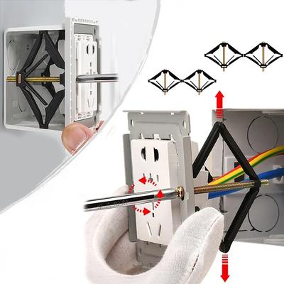 Opravář rozvaděčů a spínačů 86mm, černá skříňka, opravný šroub, zástrčka, stará zásuvka, výměna, pevná nástěnná opravná krabice, podpůrná tyč