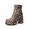 High Heel Platform Women Boots Fashion Leopard Zebra-stripe Punk Style Shoes Woman Custom Winter Women's Ankle Booties WSH4929