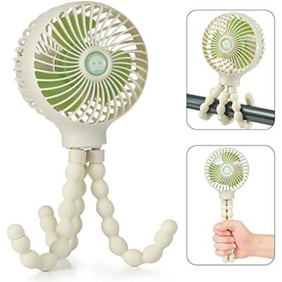 Mini Handheld Personal Portable Fan, Baby Stroller Fan, Car Seat Fan, USB or Battery Powered, with Flexible Tripod Clip On Student Bed Desk