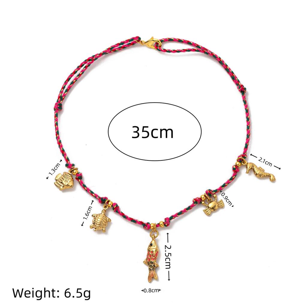 Collana Pendente Popolare in Acciaio Inossidabile a Tema Oceanico con Cordino Colorato - Alla Moda e di Alta Qualità, con Design a Pesciolino.