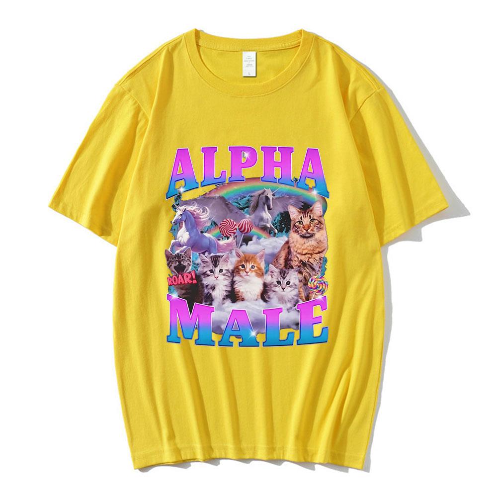 Alpha Male Cute Kitten Cat Unicorn Rainbow Funny Graphic T-shirt Men Women Fashion Short Sleeve T-shirts Cotton Casual T Shirts
